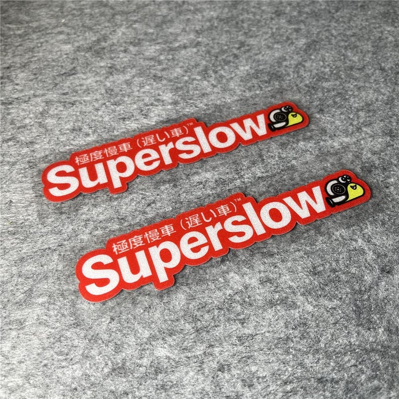 DXYMOO Car Styling Sticker for Japanese Superslow Snail Creative Words Auto Oil Tank Window Body Vinyl Computer Case Motocross Decals (E 13x3cm red 2PCS) - Image 3